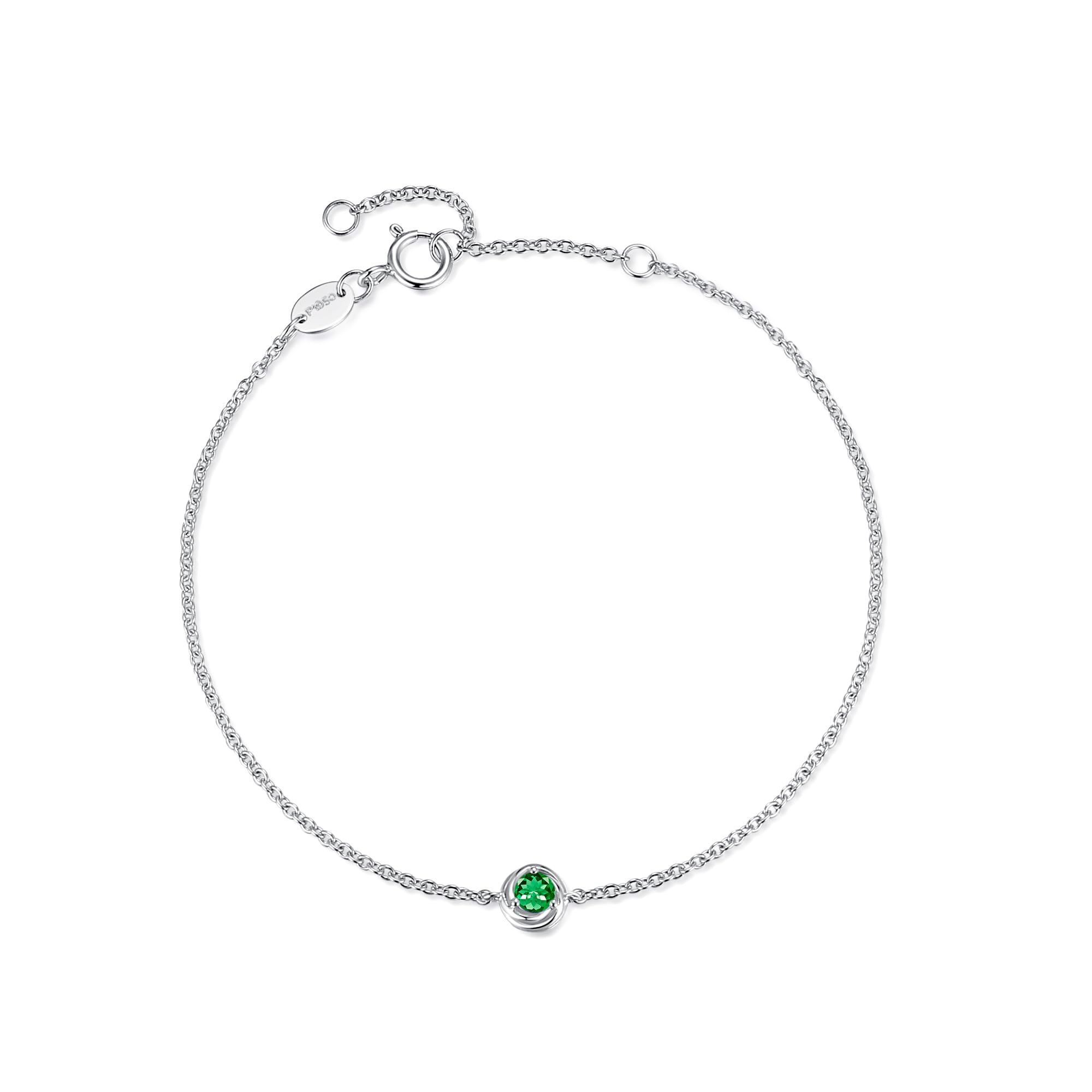 

FANCIME Platinum Bracelet for May Single Perfect for and Popular Gift Wrapping Included Women, Emerald, Birthstone, Stone, Pt950, Slim, Stackable,