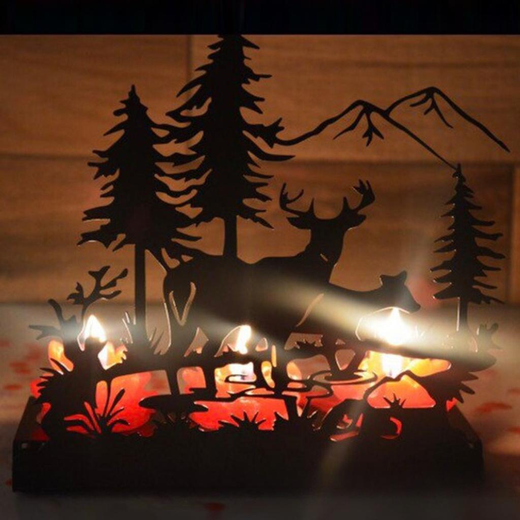 1 Stück Schwarzer Eisen Wald Elch Kerzenständer Tischdekorationen für Hochzeitsdekoration Wohnzimmer Restaurant Festival Atmosphäre Dekoration