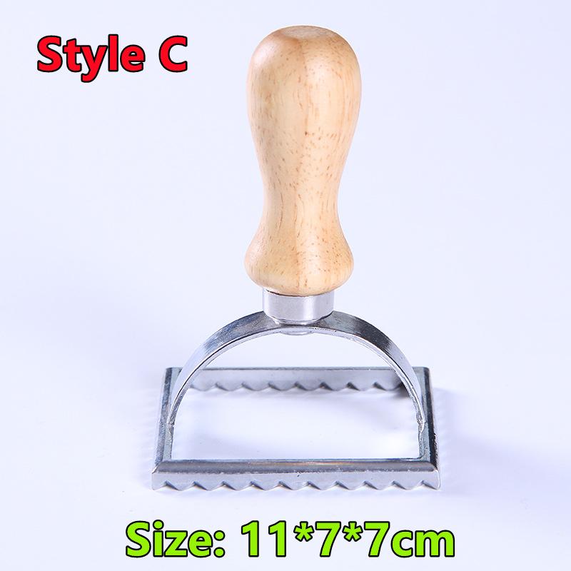 9 Styles Ravioli Cutter Pastry Press Mold with Wooden Handle Dumpling Lace Embossing Device Cookie Pasta Baking Tools Kitchen