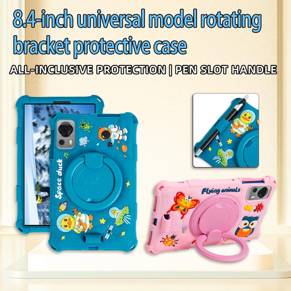 Soft Silicone Case For TCL Tab 8 LE 9137W WiFi 9132X 8.0inch Cartoon 360 Rotating Stand Cover With Strap Pen