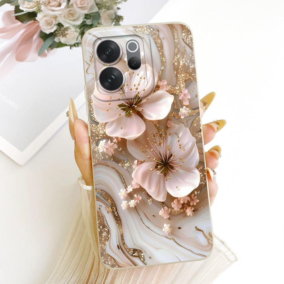 For Vivo V70 Lite V70 FE VivoV70 V2538 v2550 V2548 Phone Case Floral Aesthetic Moon Nigth Bow Pattern Funda Soft Silicone Cover