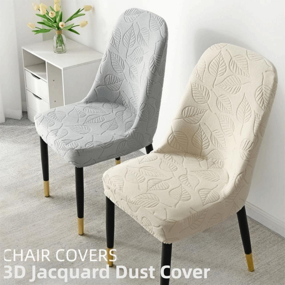 Washable Leaf Pattern Curved Chair Cover Soft Stretchable Dining Chair Cover Removable Elastic Band Seat Protectors Home Decor
