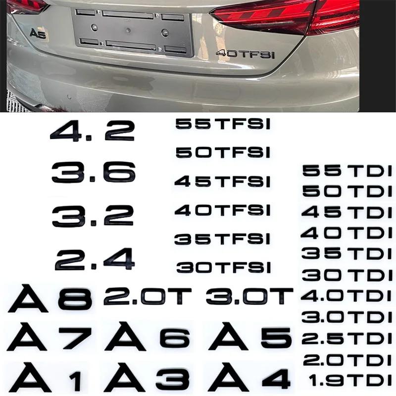 Car Trunk Letters Badge Stickers For Audi A1 A3 A5 A6 A7 Q2 Q3 Q5 Q7 1.9 2.0 2.5 3.0 4.0 5.0TDI 30 35 40 45 50 55TFSI 2.0T 3.0T