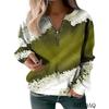 New Women's Gradient Pattern Printing Fashion Hoodies Zipper V-Neck Long Sleeved Casual Sweatshirt Autumn Ladies' Tops