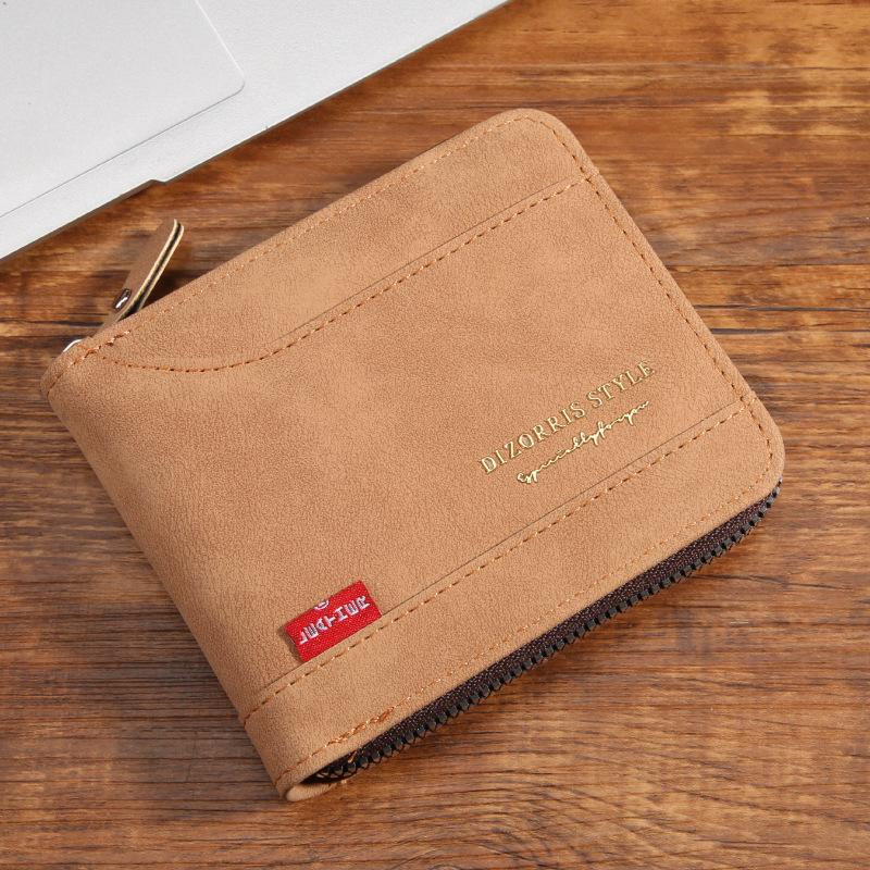 Schoolbag1011 new men's wallet short horizontal zipper 30% off change bag retro casual buckle square bag