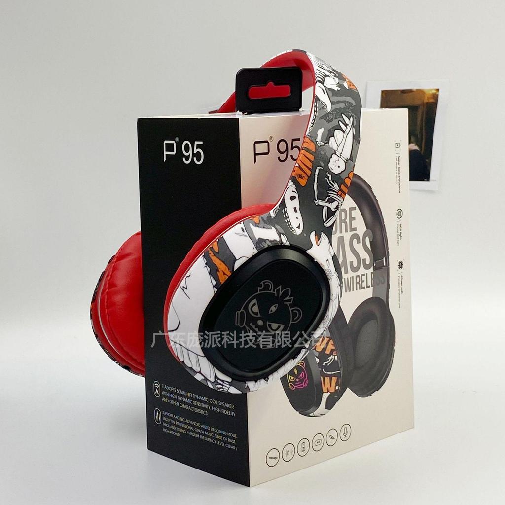 Graffiti P95 LED Head-mounted Bluetooth Earphones with Long Battery Life - True Wireless for Sports and Music