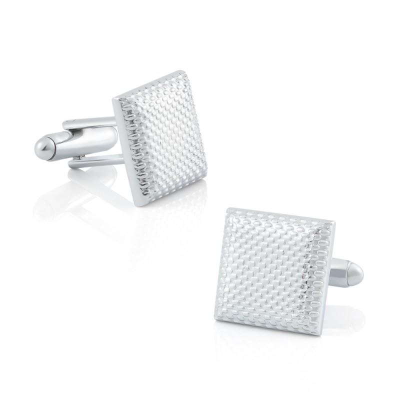 Exquisite Square Electroplated Silver Patterned Metal Cufflinks Men French CL-C191
