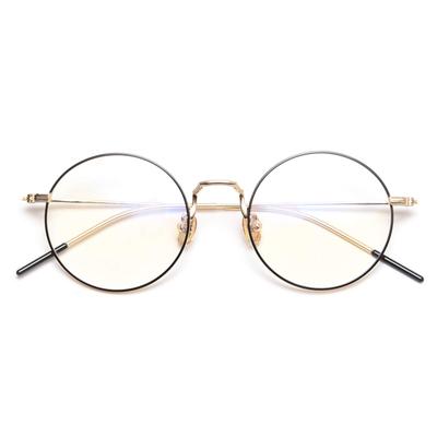Blue Light Blocking Fashion Round UV Blue Light Gold [Dollger] Glasses, Ultra-Lightweight (15g), Non-Prescription, Glasses, Protection, Blocking,