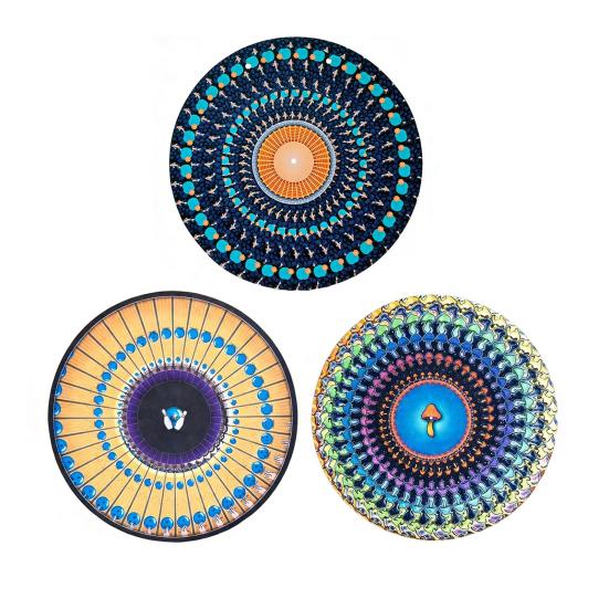 2/3 Peças Slipmat Animado Zoetrope 12 polegadas Ilusão Óptica Tapete de Toca-discos Slipmat de Vinil Animado com Efeito de Movimento Zoetrope Disco Visual Cinético