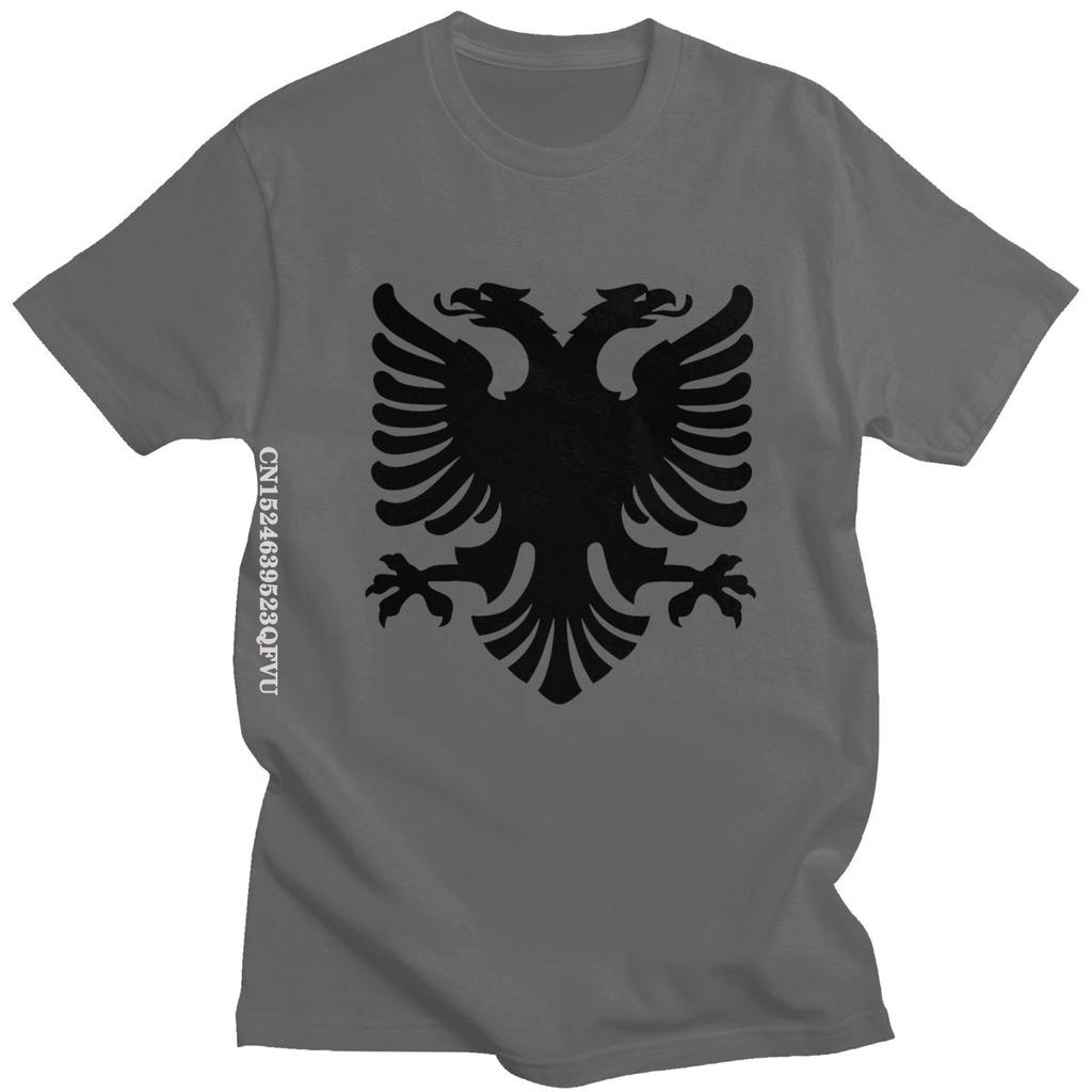 Flag Of Albania Eagle Tshirts Men Cotton Albanian Pride Tee Tops Round Neck Kawaii T Shirt Streetwear Men Casual Tshirt