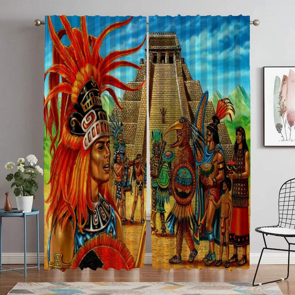 

Шторы от комаров для камеры, ацтекские шторы, перегородка, занавески для домашнего интерьера, 2 шт., занавеска для гостиной, тюль для спальни W50xH70cmx2pcs-CL