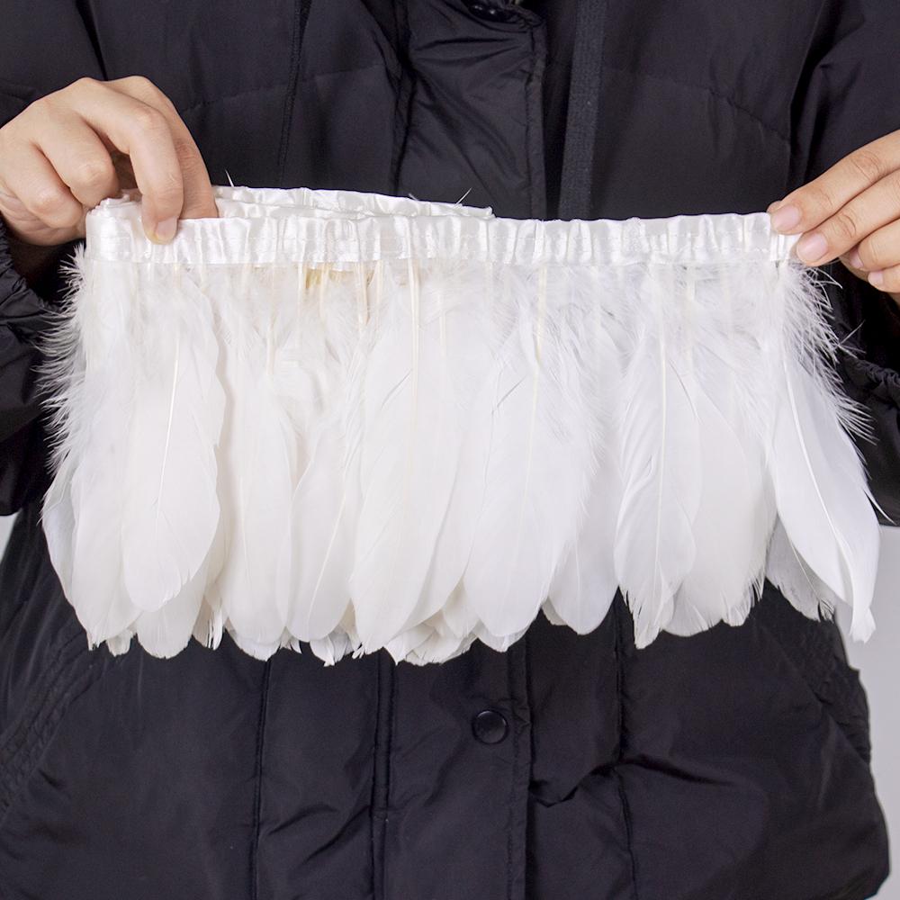 2 Meter Natural Dyed Goose Feather Trim Fringe Ribbon for Wedding Decor Costume Accessories DIY Crafts Gift Wrapping Supplies