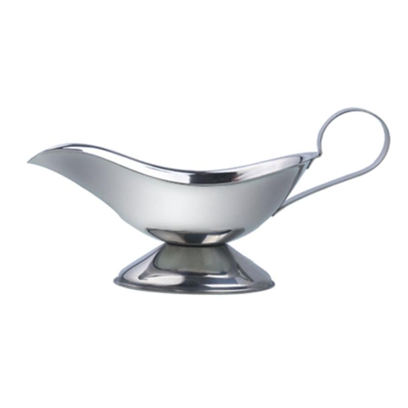 

Stainless Steel Gravy-Sauce-Boat Pourer Dish with Handle Seasoning Dishes Condiment Dip Bowls for Home Restaurant Use