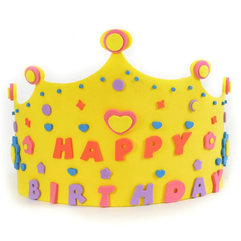 1Pcs EVA Birthday Hat Caps Adorable Exquisite DIY Creative Party Caps Tiara Crown 3D Puzzle for Baby Party Prop Birthday Gift