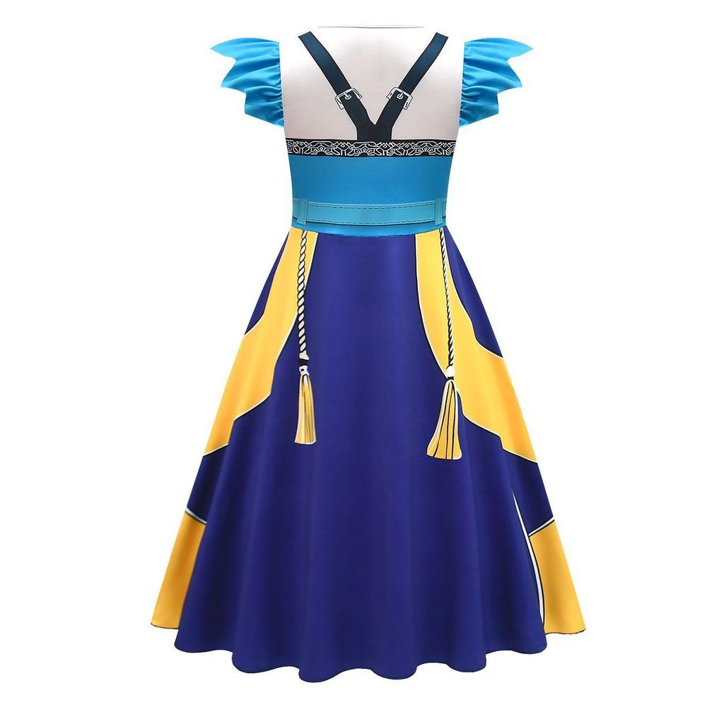 Kids Girls Anime Cartoon POP Singer Super Star Rumi Mira Zoey Printed Pleat Ruffle Dress Bag Set Halloween Cosplay Costumes