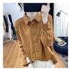 Korean Style Double-breasted Pure Cotton Long-sleeved Shirt for Women Spring and Autumn New Design Casual and Versatile Loose Shirt