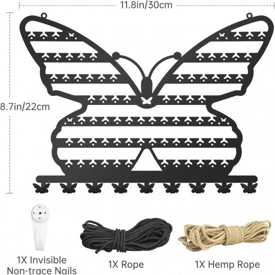 NiHome Butterfly Wall Mounted Jewelry Organizer, Decorative Metal Earring and Necklace Holder for Bedroom, Vanity, or Closet, Stylish Organizer with