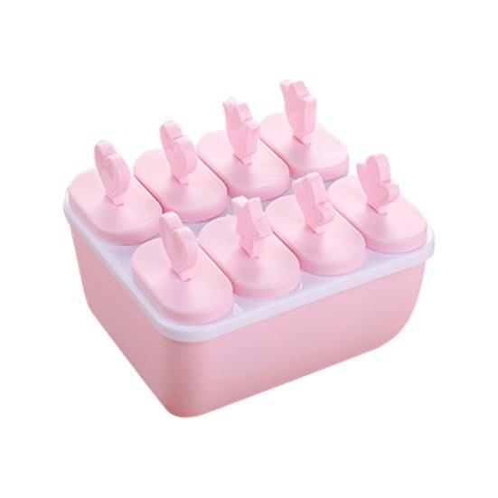 Home 6/8 Cavity Round Rectangle Freezing Pop Mold Summer DIY Ice Cream Maker Box