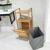 Bamboo Fabric Laundry Basket with Three-Layer Storage Rack and Wall-Mounted Storage Feature