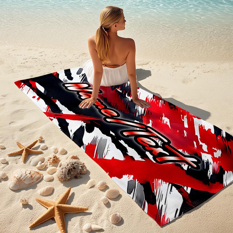 1PC Custom Name "Dynamic Graffiti Artwork" Beach Towel Highly Absorbent And Sand-Resistant Towel for Swimming, Pool, Yoga, And Travel Lightweight