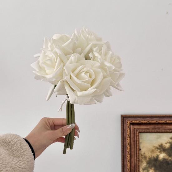 5 Bündel Real Touch Rosenblüten Künstliche Große Blüte Falsche Rose für Zuhause Büro Hochzeitsfeier Dekoration Innenbereich Blumendekorationen Tischmittelstücke