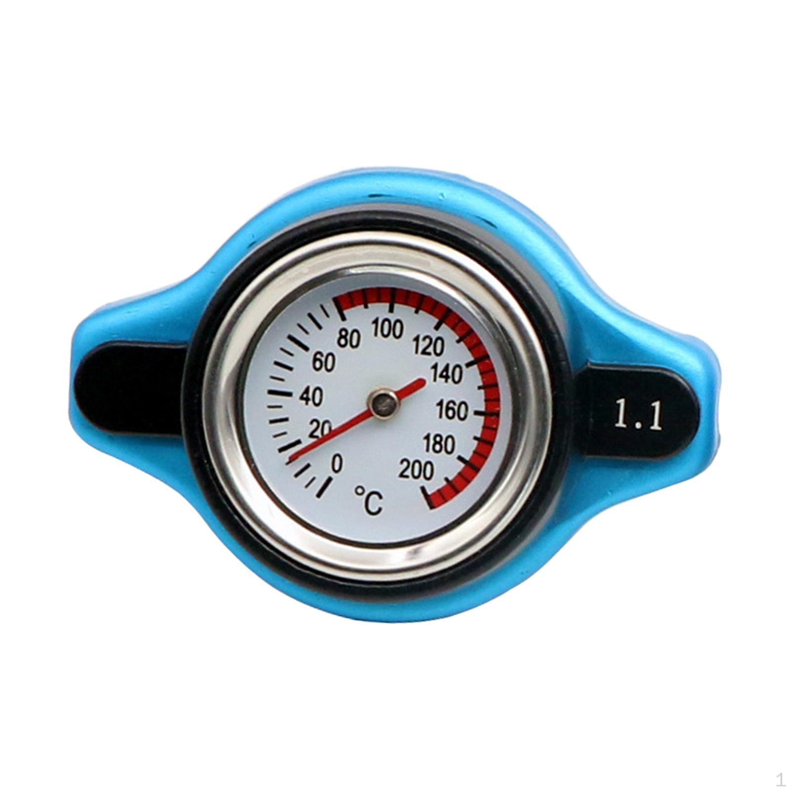 Car Thermostatic Gauge Radiator Cap Universal Water Temp Meter Aluminum Alloy Accessory Easy to 1.1 Big Head