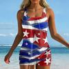 Women's Two Piece Tankini Swimsuit Set Printed Athletic Swimwear with Sleeveless Top and Shorts for Beach Pool Sports