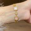 18 Karat Vergoldetes Quadratisches Zirkon-Anhänger-Armband: Exquisites Retro-Armreif für Damen - Leichter Luxus Hochwertiger Schmuck