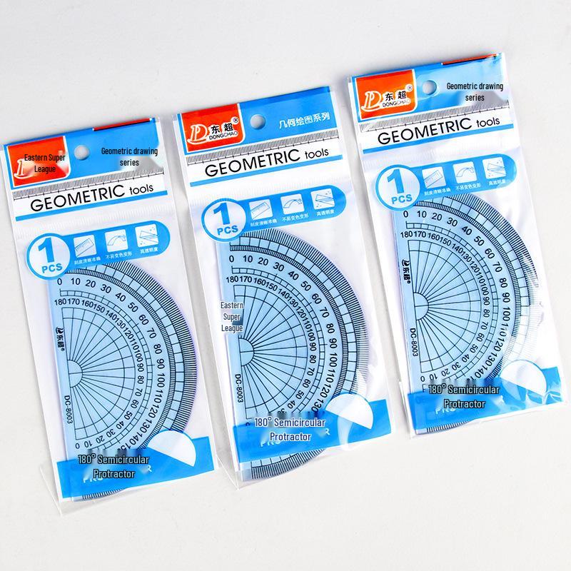 Transparent Semi-Circular Protractor & 10cm Ruler Combo for Students - Dual Angle Measuring Stationery