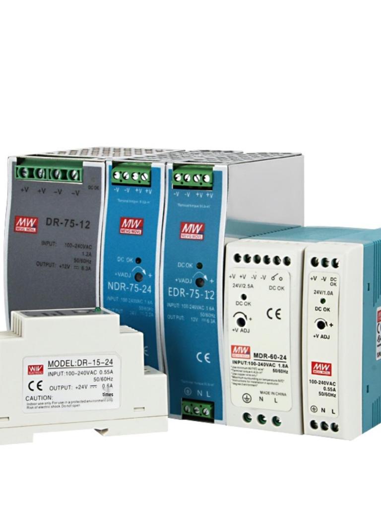 Mean Well DIN Rail Power Supply WDR/SDR/HDR/EDR/MDR/DR/NDR 240W, 24V/12V, 120W