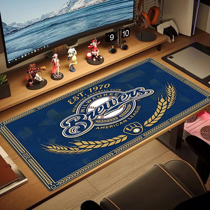 Milwaukee Brewers Farbiges Mauspads Großes Gaming-Tischkissen Rutschfestes Laptop-Tablet Großes Mauspads XXL Matte Mini-PC-Spielmatte Mit Verriegeltem Rand
