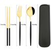 Gold Geschirr Set Reise Camping Besteck Gabel Löffel Stäbchen Set Geschirr Mit Tragbare Box Edelstahl Besteck Set