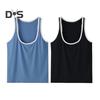 Men Sport Vest Deep U-Shaped Collar Wide Straps Sleeveless Tank Tops Patchwork Color Loose Fit Casual Versatile Vest