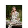Womens Ice Silk Pajama Set Long Sleeve Lounge Wear Lightweight Comfortable Sleepwear Fall