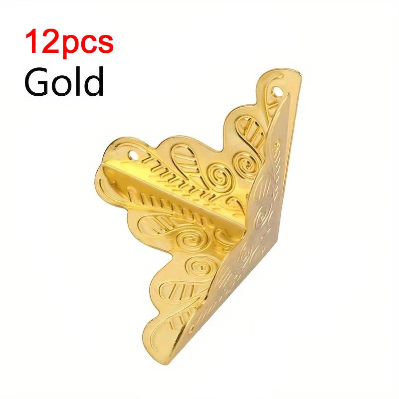 

12pcs Wooden Box Corner Protector Cover Guard for Jewelry Chest Wine Gift Case Decorative Bronze Golden Silver DIY