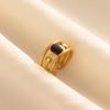 Balck Enamel Gold Plated Heart Fire Evil Eye Stainless Steel Ring Vintage Finger Jewelry Sun Moon Star Rings For Women Men Bague