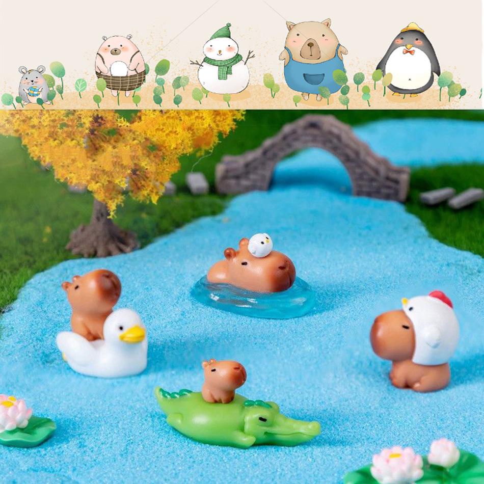 10pcs/Set Capybara Simulation Animals Model Mini Kapibare Action Figures Figurine Home Decoration Kids Gift Poseable Articulated Scale Detailed