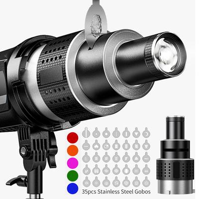 פלאש Bowens Mount, סנוט, עדשה חרוטית, וידאו ארטיסט, עיצוב דוגמנות, סטודיו צילום, ערכת תאורה עם עדשת ספוט אופטית, 35 גובואים