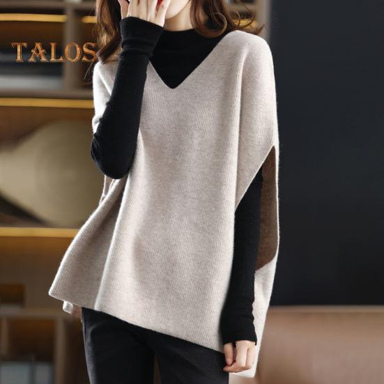 Women Knitting Waistcoat V-neck Sleeveless Knitting Tops Solid Color Loose Fit Breathable Casual Knitwear Daily Wear