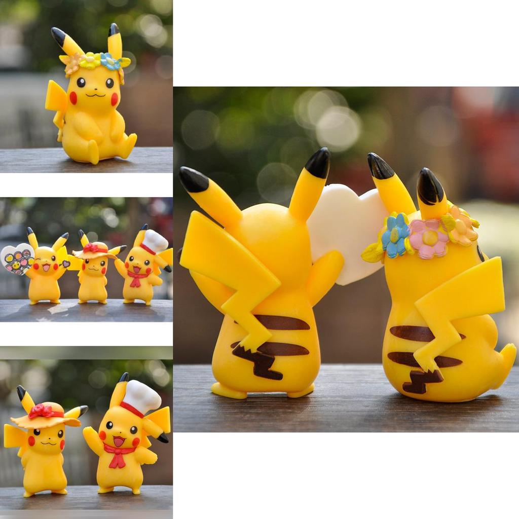 Figura de Pvc do Pokémon Pikachu Caixa Surpresa Decoração de Mesa Para Colecionadores e Fãs