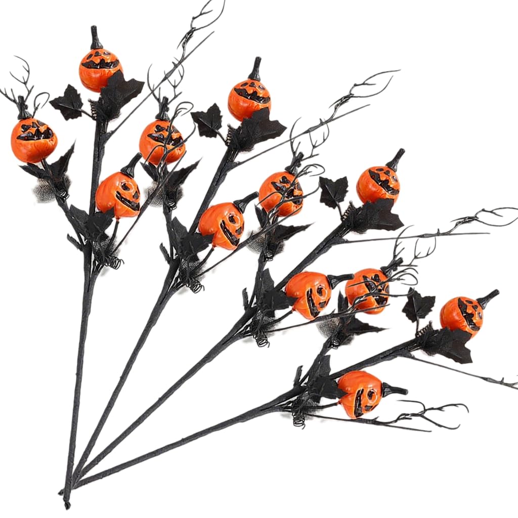 Halloween Scary Decoration Black Pumpkin Stem Bouquet Party Decor Spooky Holiday Atmosphere Floral Arrangement