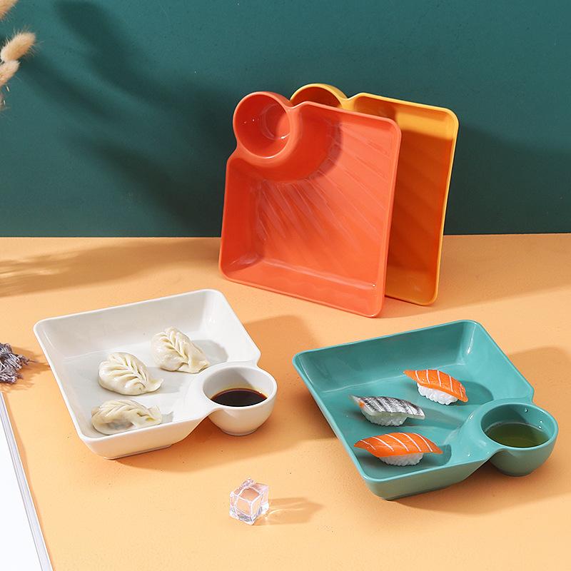 1/4 STK Dumpling tallerken Sklisikker stablebar plastdippefat sushirett