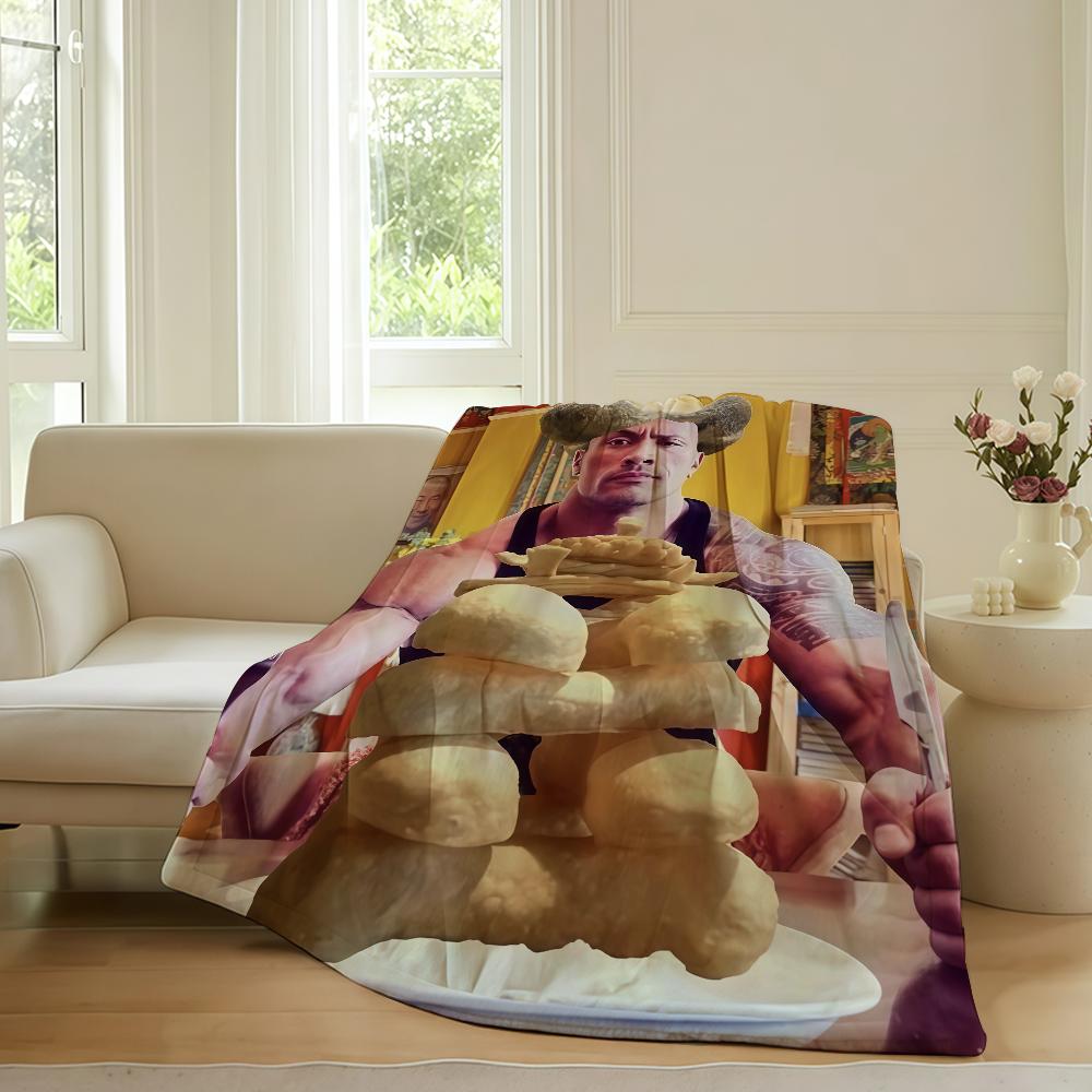 Funny print Dwayne Johnson Blanket For Sofa Office Bed Plane Travel Sleep Read Relax Camping Soft And Warm