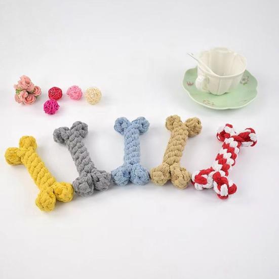 Dog Rope Toy Bone Shaped Dog Chew Toy for Teething Training Interactive Play Cotton Rope Pet Toy for Small Medium Dogs