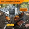 Small Camping Wood Stove with Oven & Camping Table with Chimney Pipe Stainless Steel for Cooking Hiking Fishing Backpacking