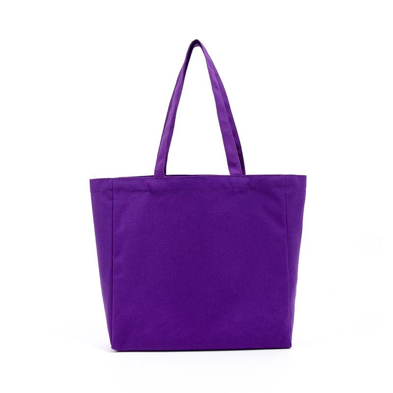 Canvas Tote Bag With Solid Color For Shopping And Gift Use