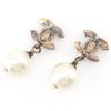 CHANEL COCO Mark Piercing black Plated Gold/Fake pearl 4.6g Women Used