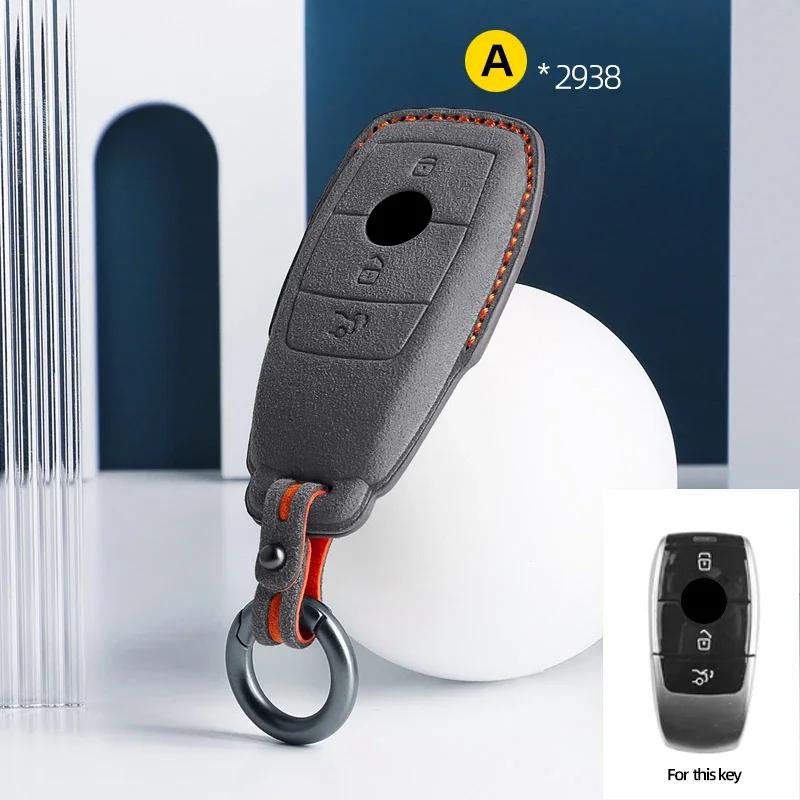 Für Mercedes Benz A C E S G-Klasse GLC CLE CLA GLB GLS W177 W205 W213 W222 X167 AMG Wildleder Leder Auto Schlüsselanhänger Hülle Schlüsselanhänger