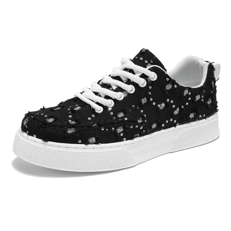 

Новые летние парусиновые оранжевые кроссовки мужские модные повседневные городские мужские кроссовки с пайетками модные дышащие плоские мужские вулканизированные туфли 39 чёрный