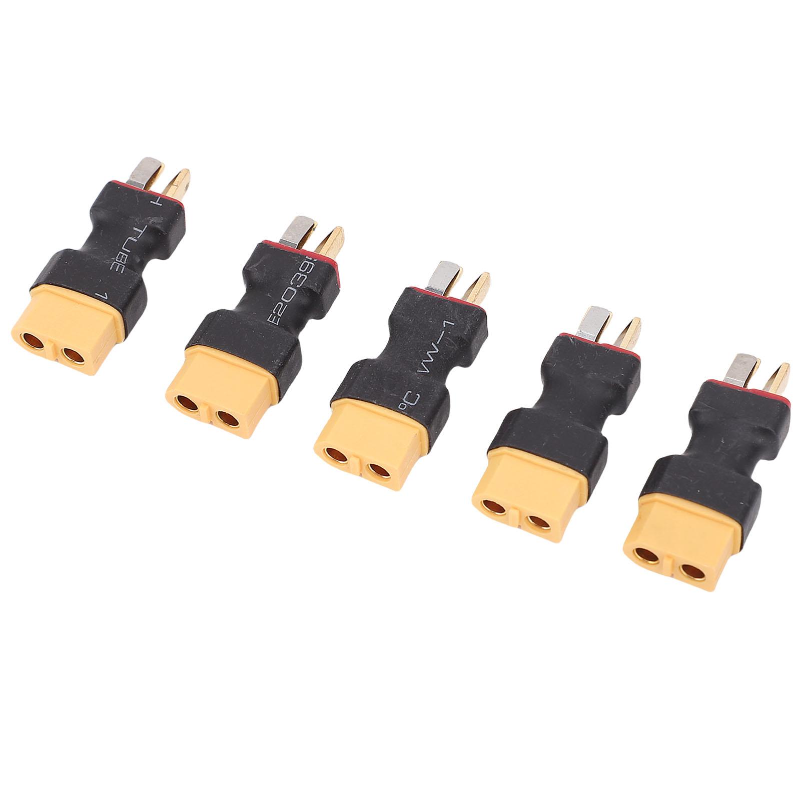 

5PCS Male XT60 to Male T Plug Connector Adapter Secure Connection Easy Installation for RC Car LiPo Battery Charger